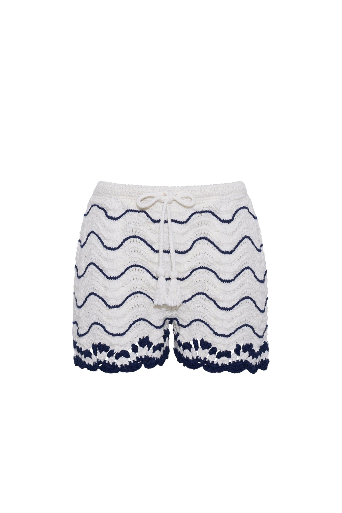 Aicha Short in White Navy Wave Stripe