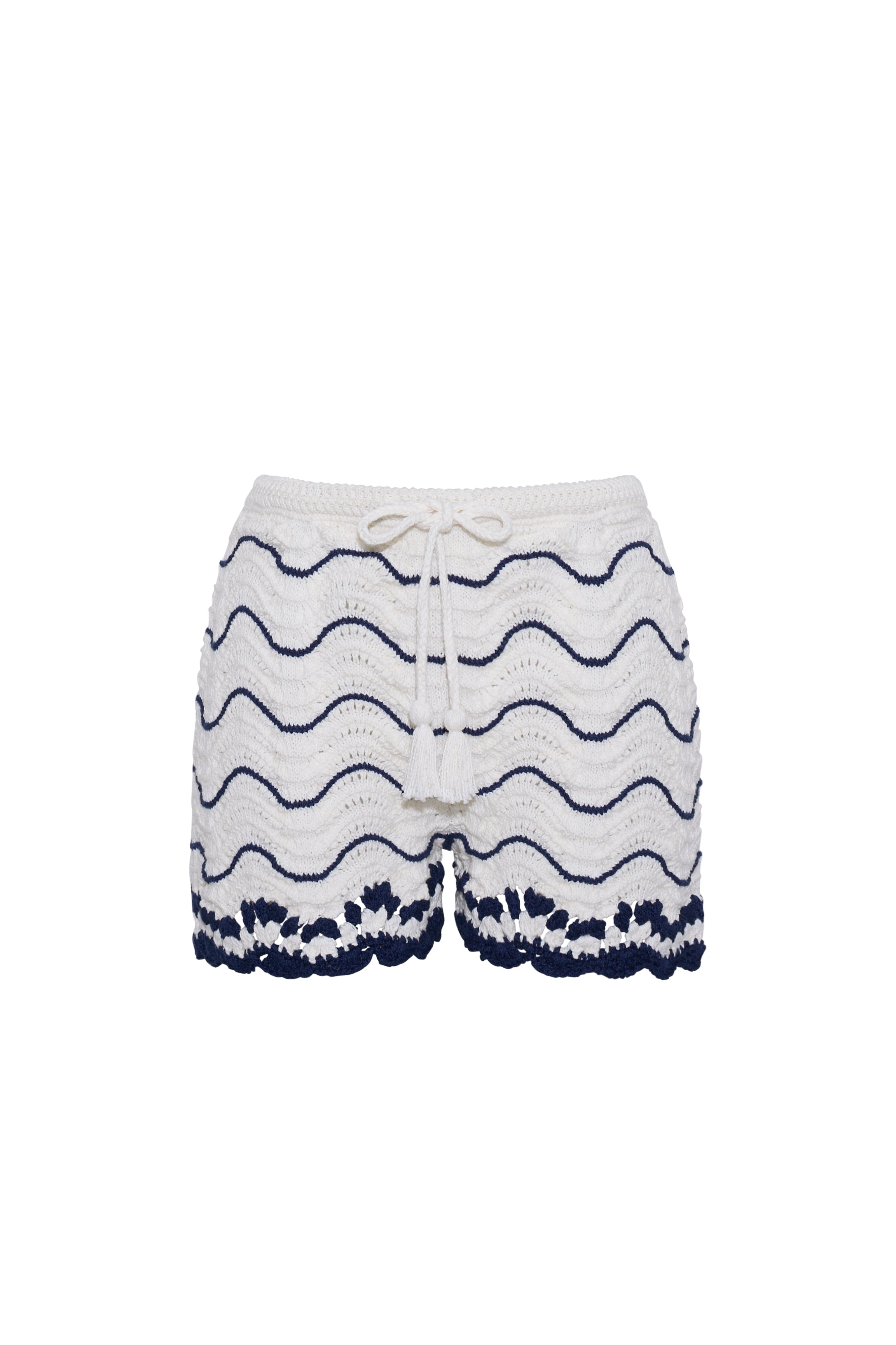 Aicha Short in White Navy Wave Stripe