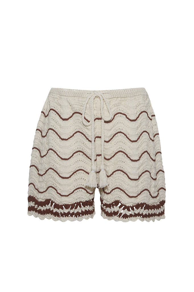 Aicha Shorts in Brown Coffee Wave