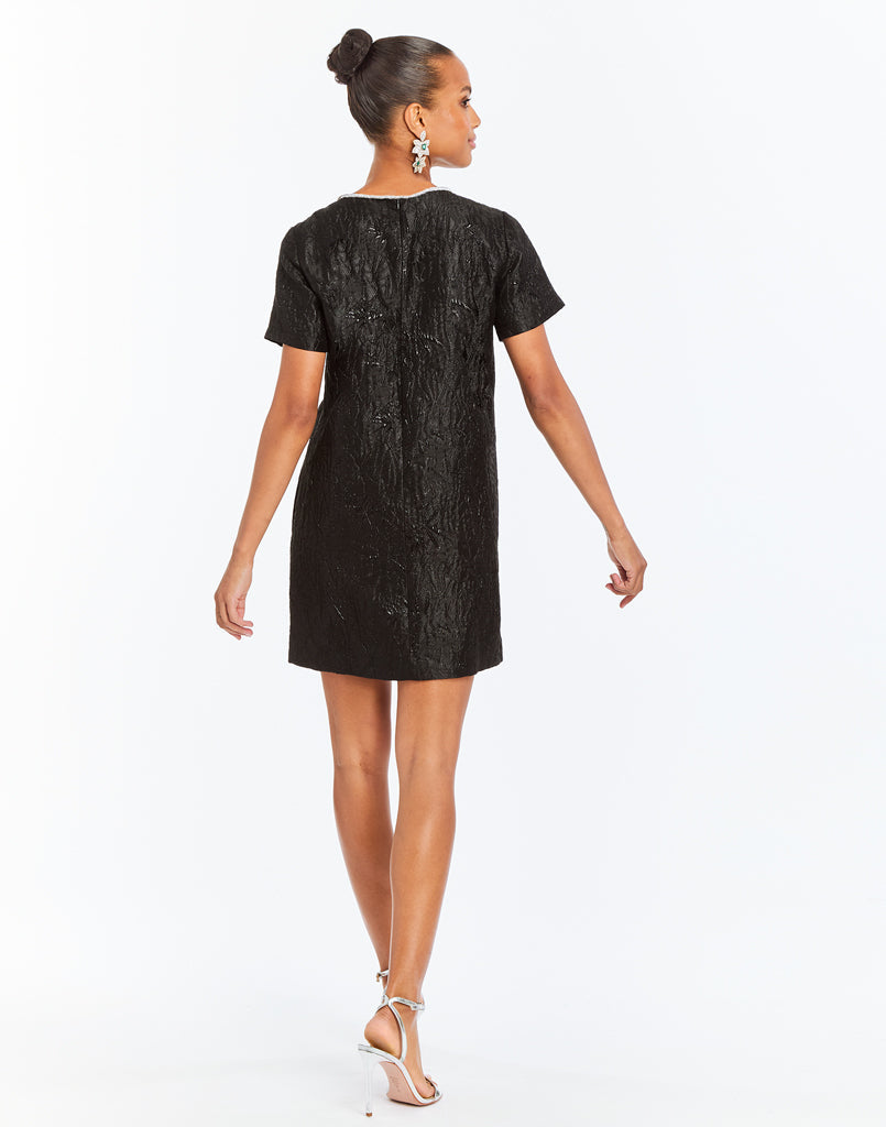 Ainslee Mini Dress in Black Metallic Jacquard