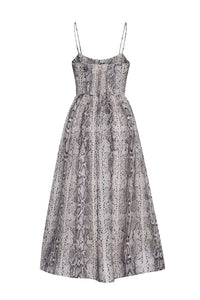 Alba Midi Dress in Classic Snake Grey