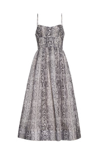 Alba Midi Dress in Classic Snake Grey