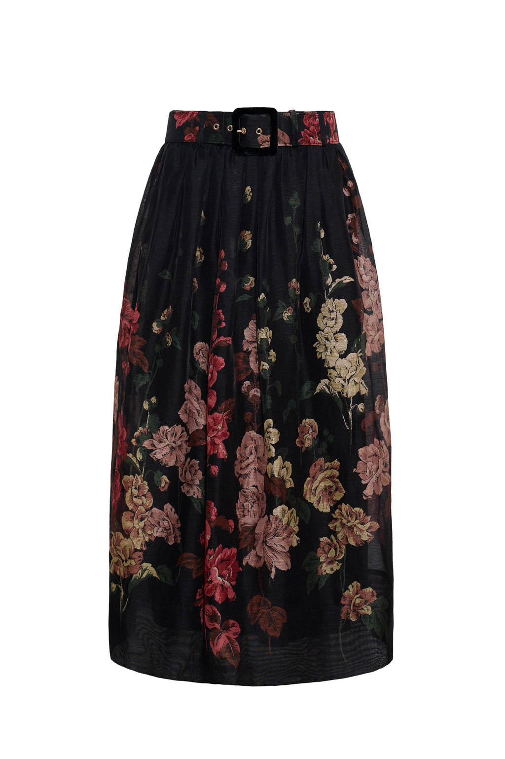Alba Midi Skirt in Meadows Black
