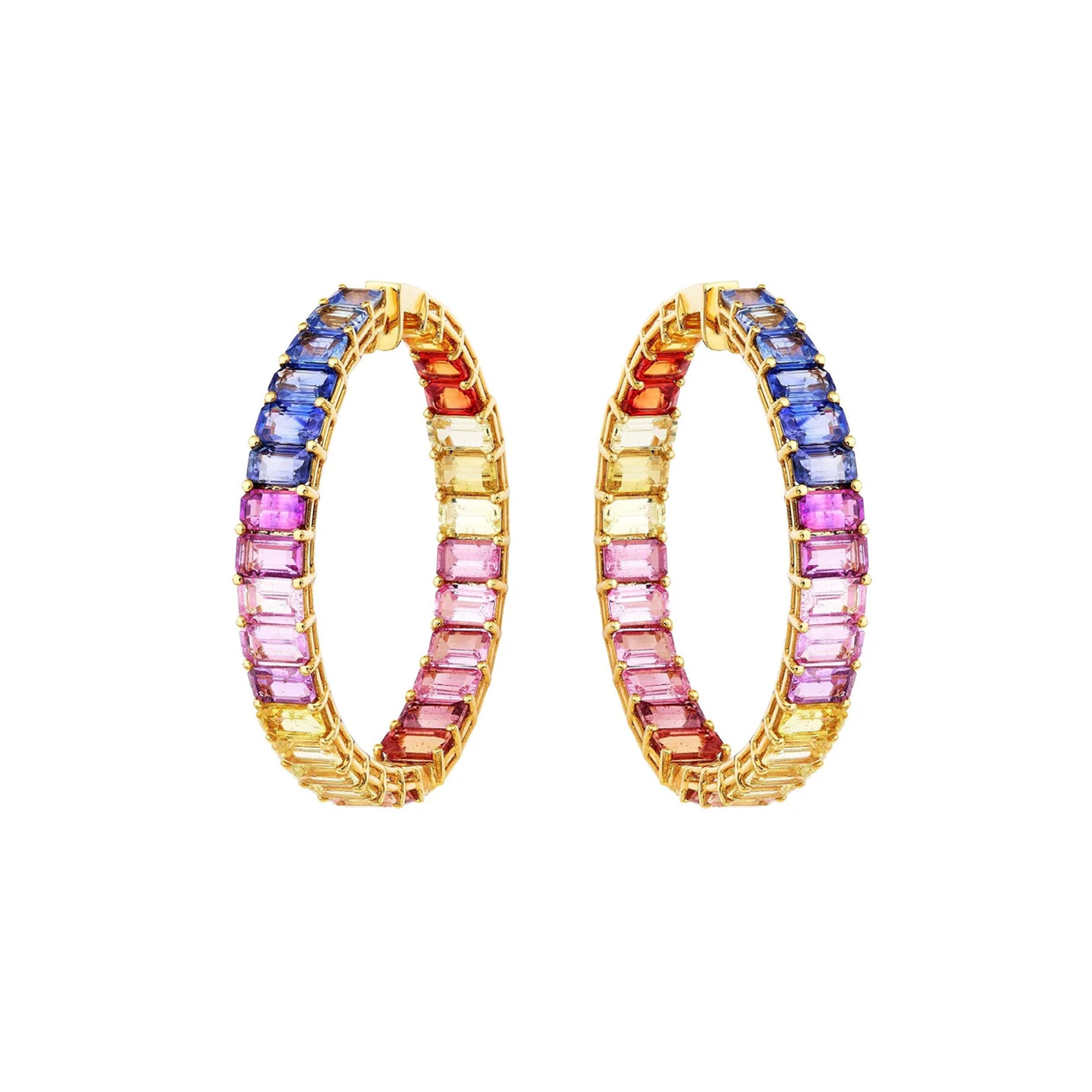 Alba Multi-Colored Sapphire Hoop Earrings