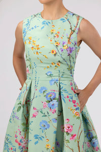 Grace Garden Reverie Silk Faille Ball Gown in Celadon Floral