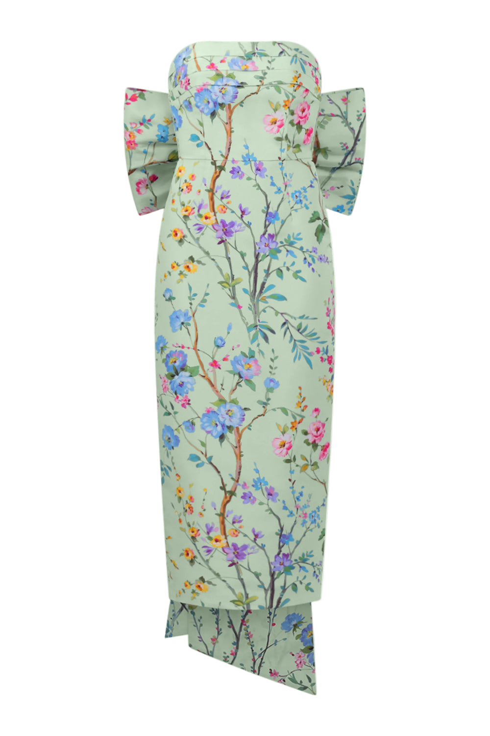 Margaret Garden Reverie Silk Faille Midi Dress in Celadon Floral