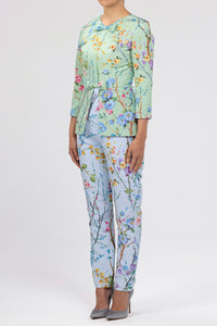 Marion Garden Reverie Silk Faille Top in Celadon Floral