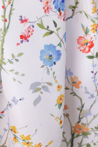 Sylvia Garden Reverie Silk Faille Midi Dress in White Floral