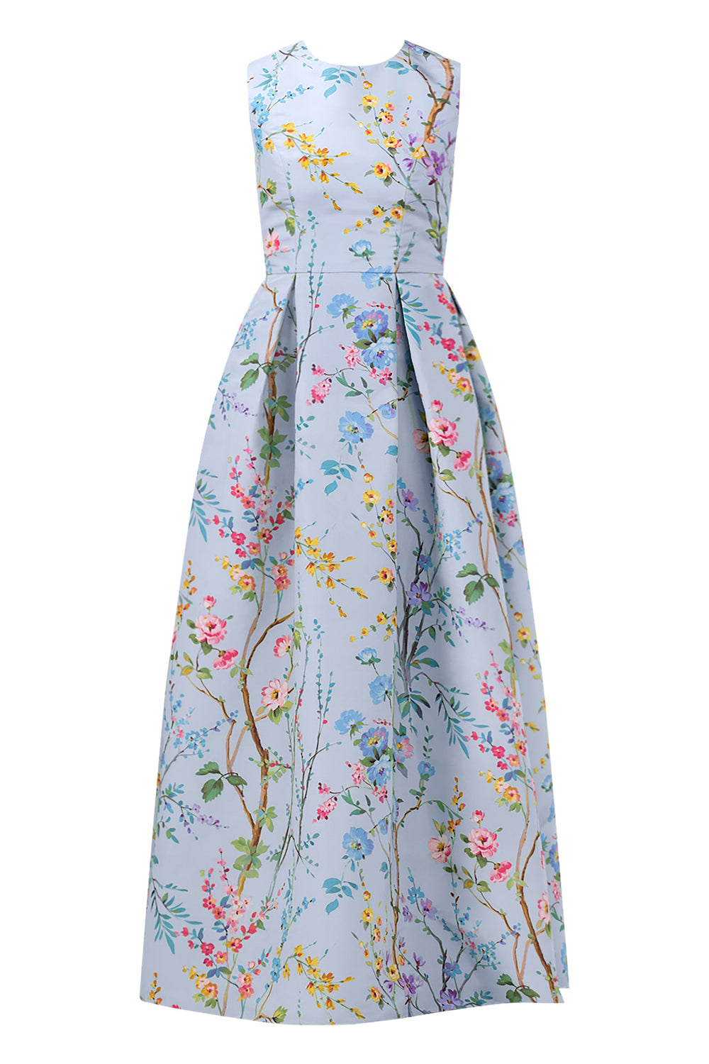 Grace Garden Reverie Silk Faille Ball Gown in Light Blue Floral