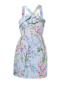 Lily Garden Reverie Silk Faille Mini Dress in Light Blue Floral
