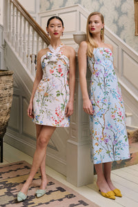 Lily Garden Reverie Silk Faille Mini Dress in White Floral