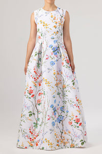 Grace Garden Reverie Silk Faille Ball Gown in White Floral