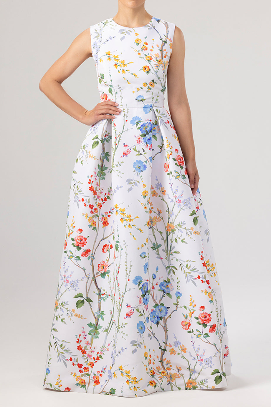 Grace Garden Reverie Silk Faille Ball Gown in White Floral
