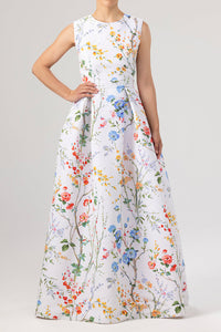 Grace Garden Reverie Silk Faille Ball Gown in White Floral