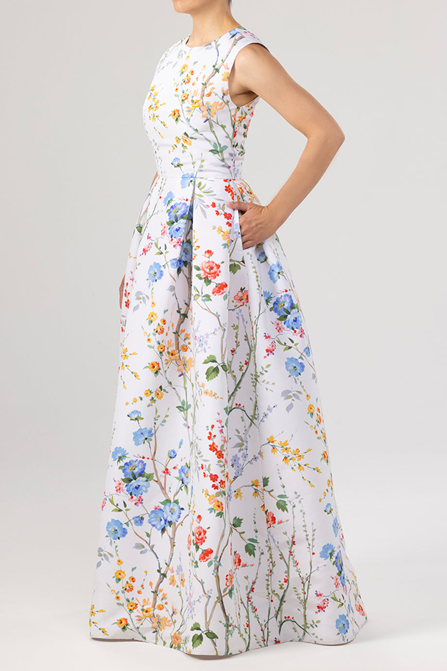 Grace Garden Reverie Silk Faille Ball Gown in White Floral