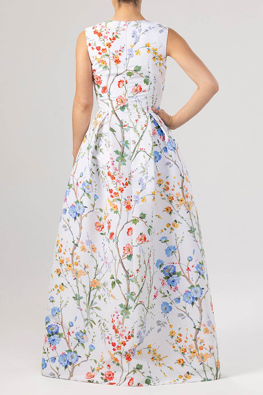Grace Garden Reverie Silk Faille Ball Gown in White Floral