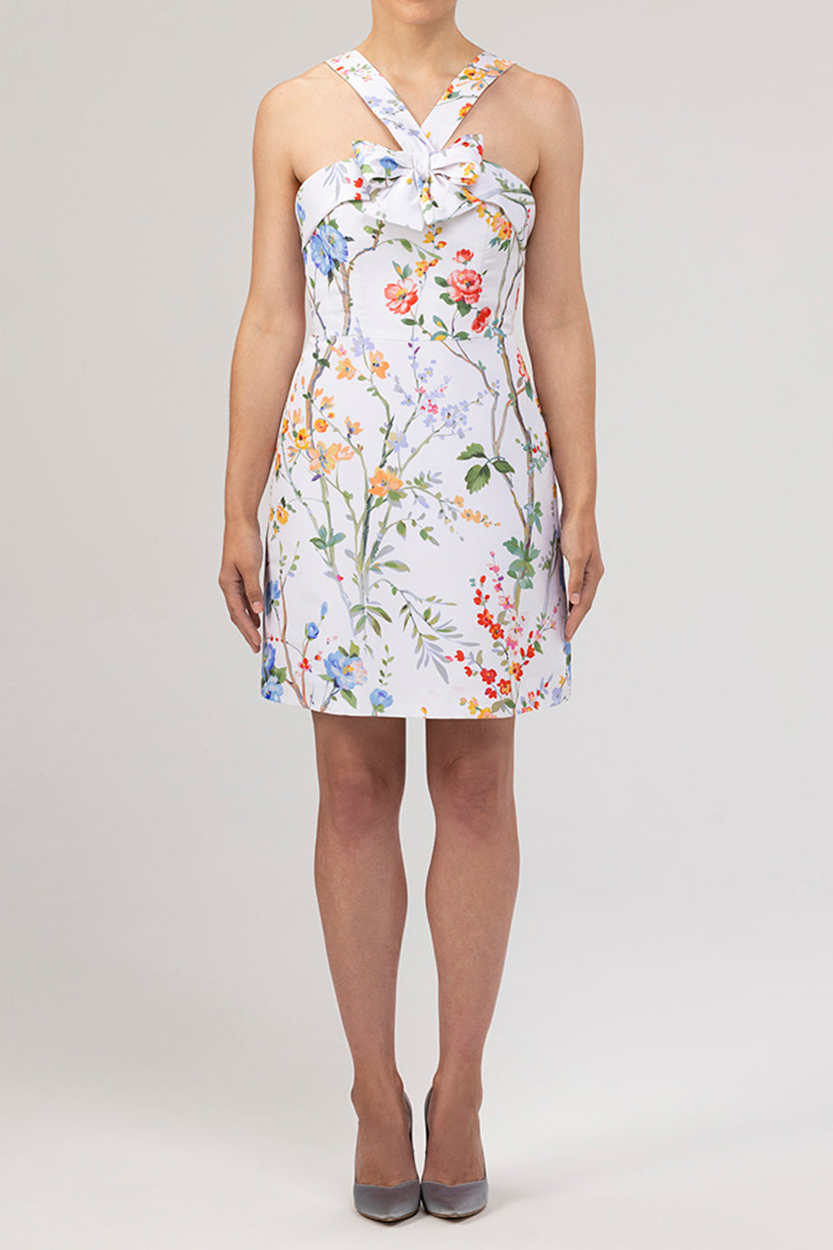 Lily Garden Reverie Silk Faille Mini Dress in White Floral
