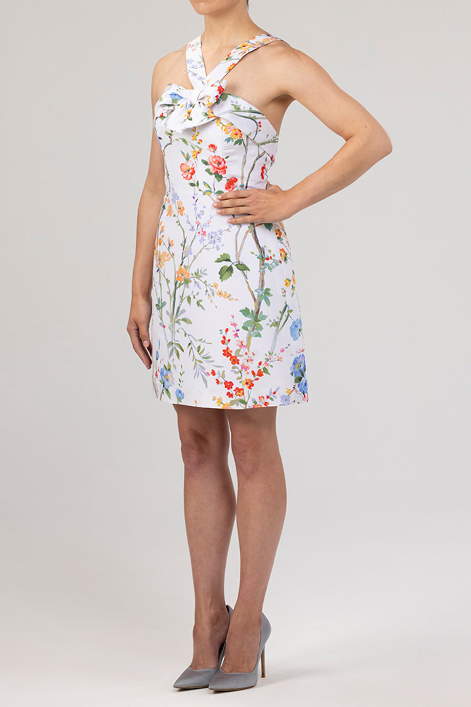 Lily Garden Reverie Silk Faille Mini Dress in White Floral