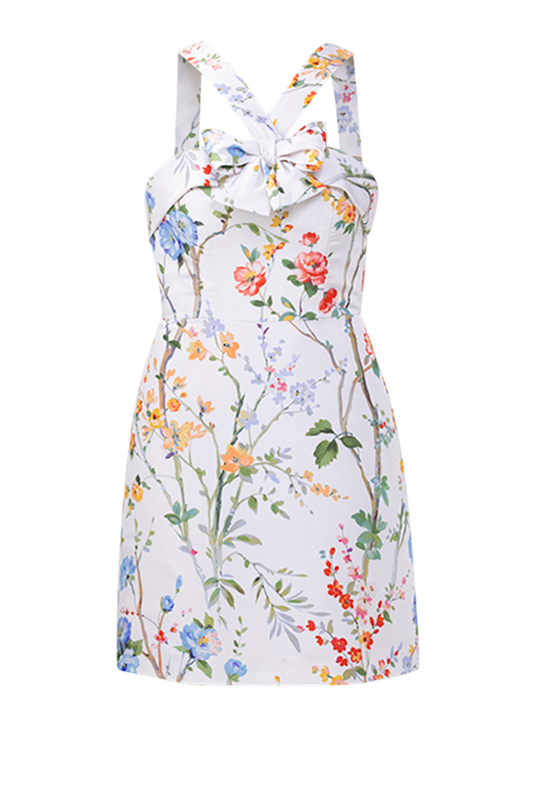Lily Garden Reverie Silk Faille Mini Dress in White Floral
