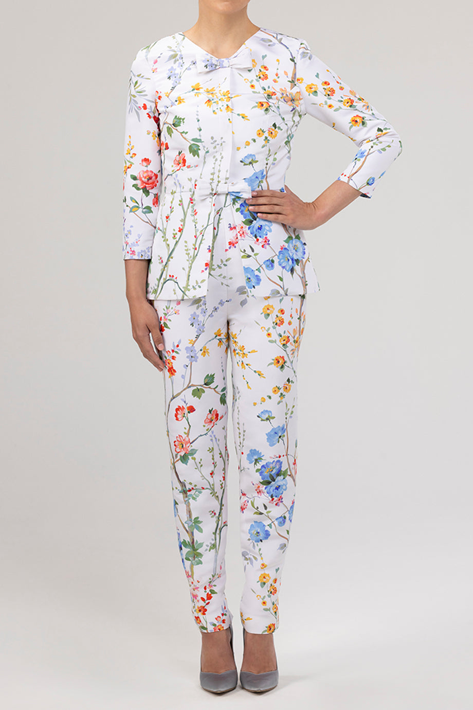 Marion Garden Reverie Silk Faille Top in White Floral