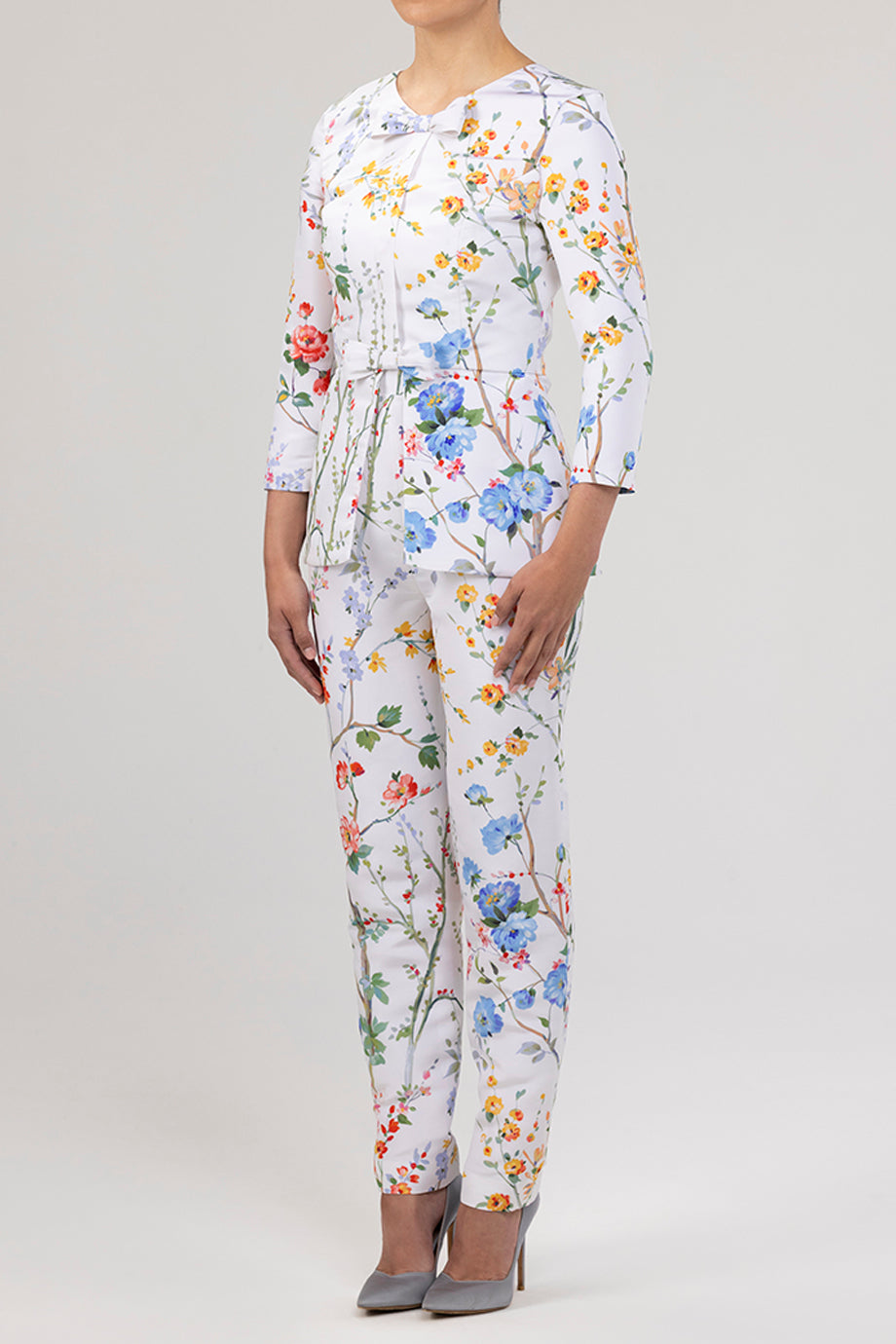 Marion Garden Reverie Silk Faille Top in White Floral