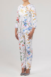 Marion Garden Reverie Silk Faille Top in White Floral