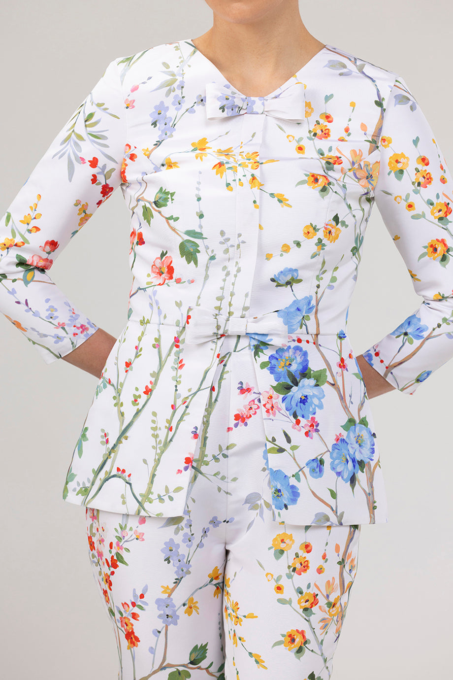 Marion Garden Reverie Silk Faille Top in White Floral