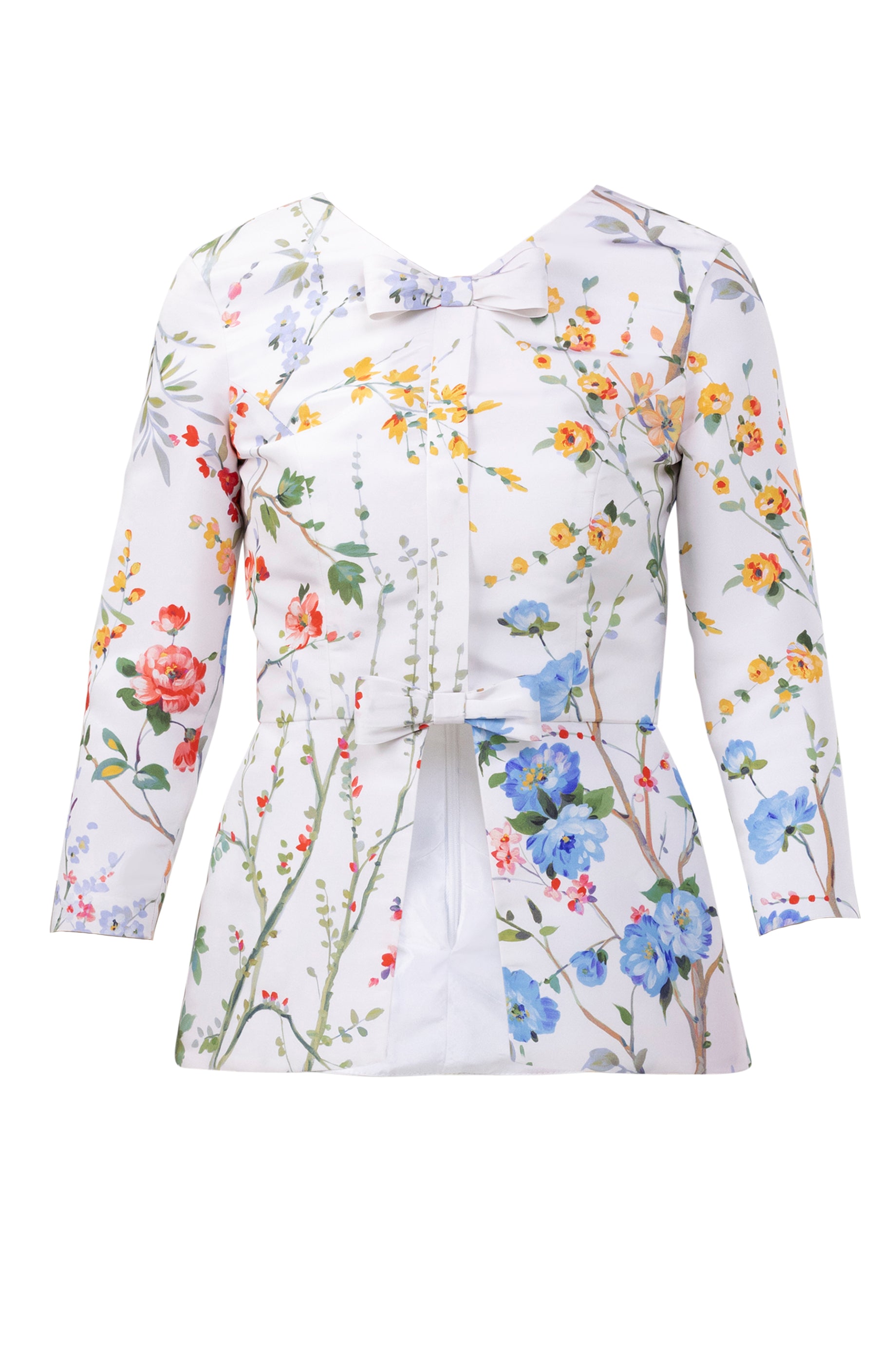 Marion Garden Reverie Silk Faille Top in White Floral