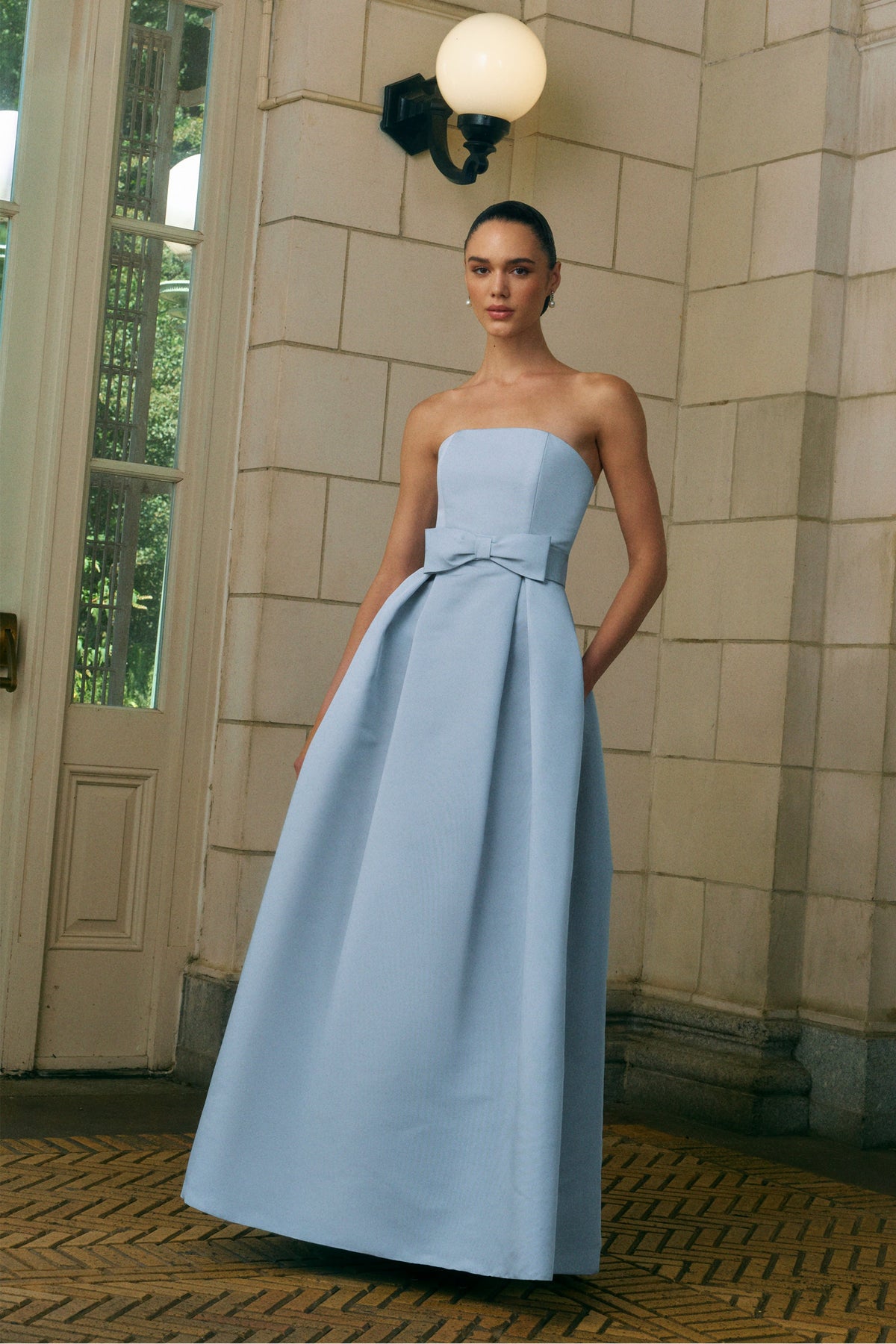Alice Silk Faille Full Gown with Bow Belt