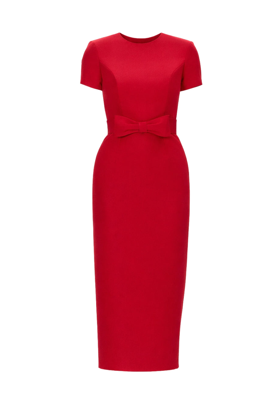 Claudia Silk Faille Midi Dress with Bow Belt