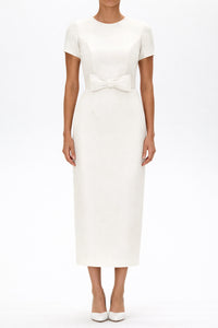 Claudia Silk Faille Midi Dress with Bow Belt