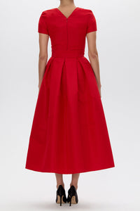 Claudia Silk Faille Midi Dress with Mid-Length Bow Convertible Skirt