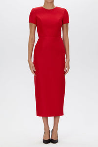 Claudia Silk Faille Midi Dress with Mid-Length Bow Convertible Skirt