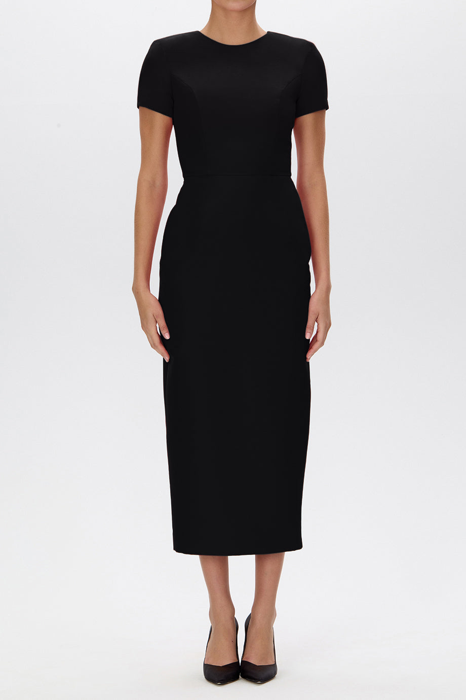 Claudia Silk Faille Midi Dress with Bow Belt