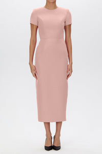 Claudia Silk Faille Midi Dress with Bow Belt