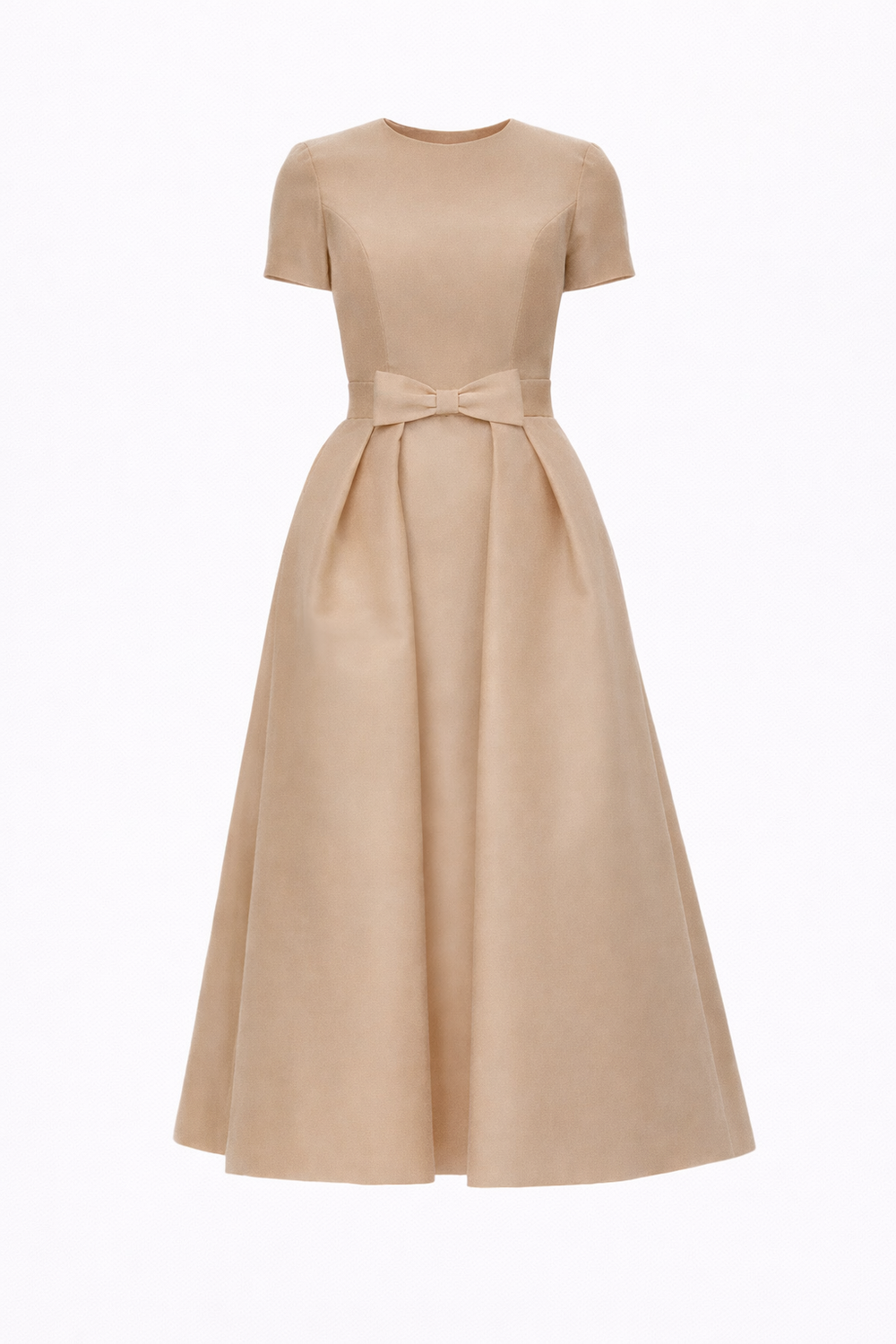 Claudia Silk Faille Midi Dress with Mid-Length Bow Convertible Skirt