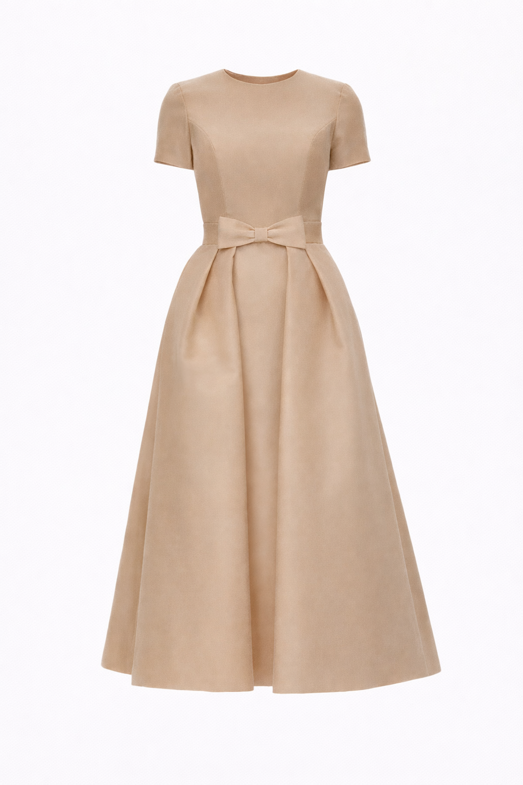 Claudia Silk Faille Midi Dress with Mid-Length Bow Convertible Skirt