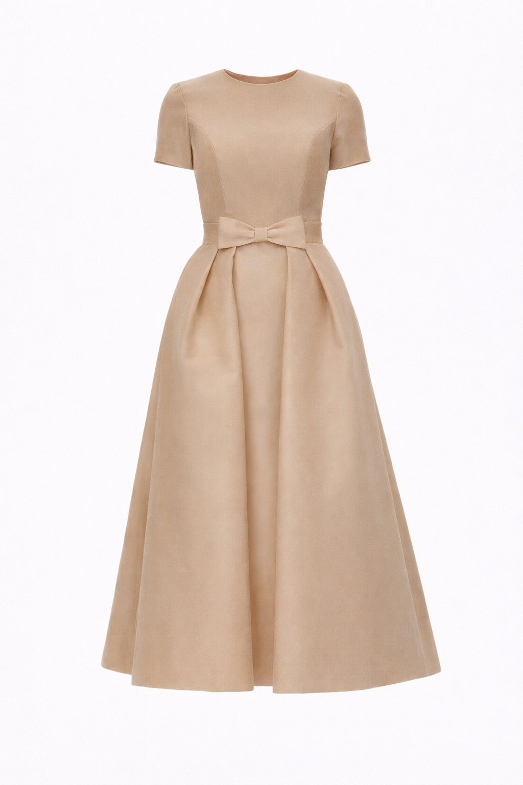 Claudia Silk Faille Midi Dress with Mid-Length Bow Convertible Skirt