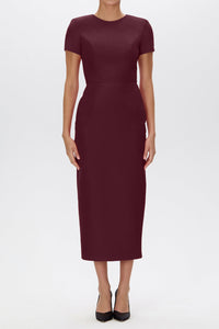 Claudia Silk Faille Midi Dress with Mid-Length Bow Convertible Skirt