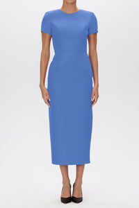 Claudia Silk Faille Midi Dress with Bow Belt