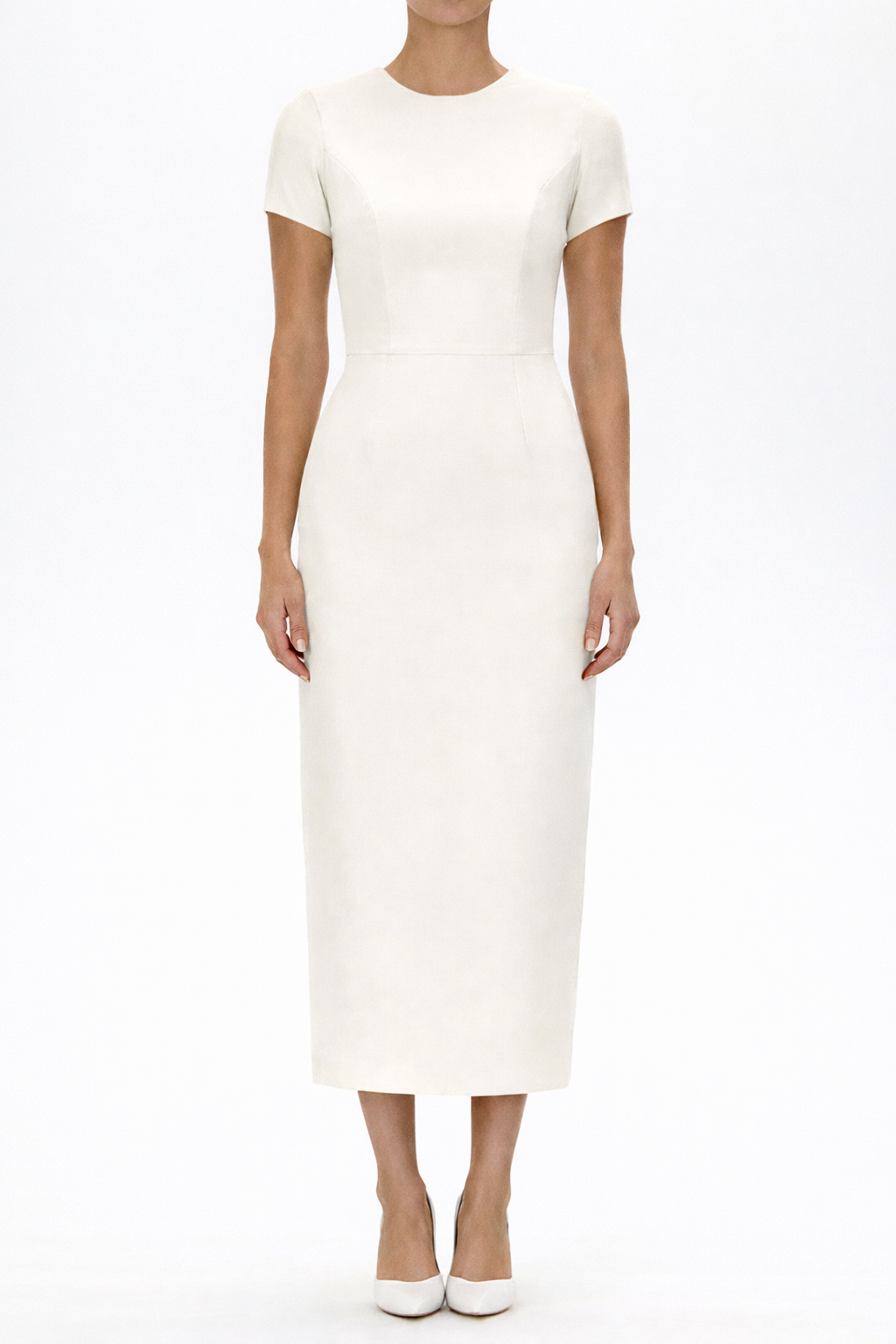 Claudia Silk Faille Midi Dress with Bow Belt