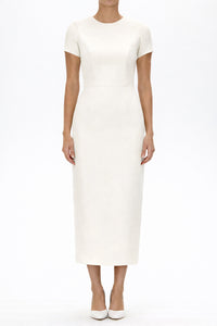 Claudia Silk Faille Midi Dress with Mid-Length Bow Convertible Skirt