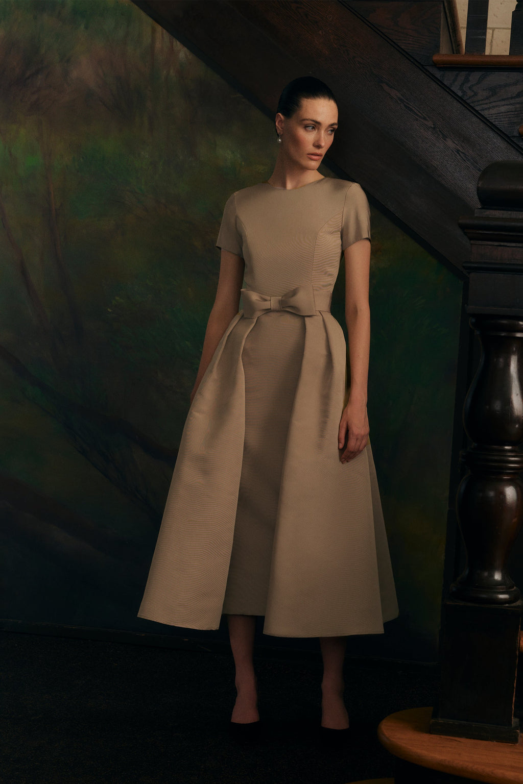 Silk Faille Mid-Length Bow Convertible Skirt