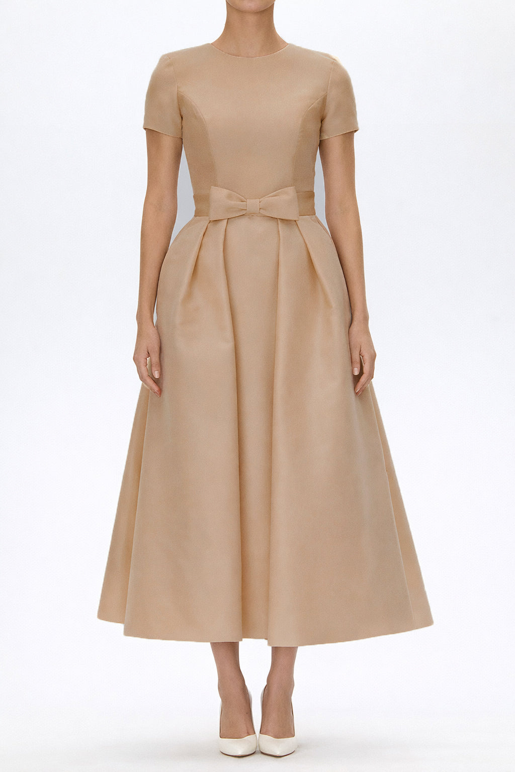 silk mid length dress Juliette Silk and Wool Midi Dress with Mid-Length Bow Convertible Skirt Silk and Wool red / 12