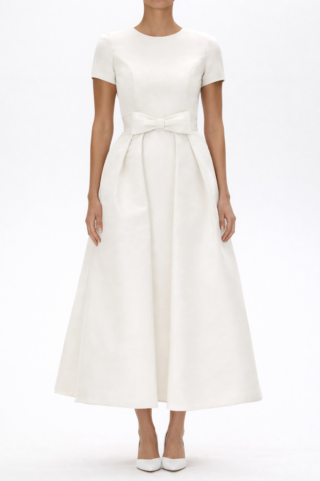 Silk Faille Mid-Length Bow Convertible Skirt