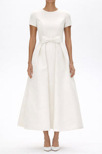 Silk Faille Mid-Length Bow Convertible Skirt