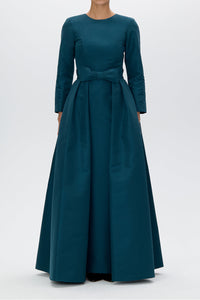 Cristina Silk Faille Column Gown with Bow Convertible Skirt