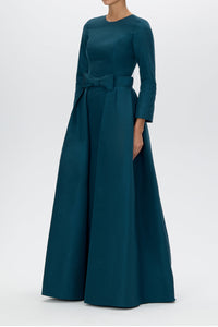 Cristina Silk Faille Column Gown with Bow Convertible Skirt