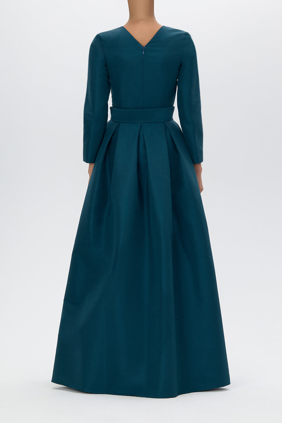 Cristina Silk Faille Column Gown with Bow Convertible Skirt