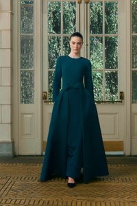 Cristina Silk Faille Column Gown with Bow Convertible Skirt